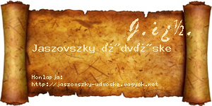 Jaszovszky Üdvöske névjegykártya